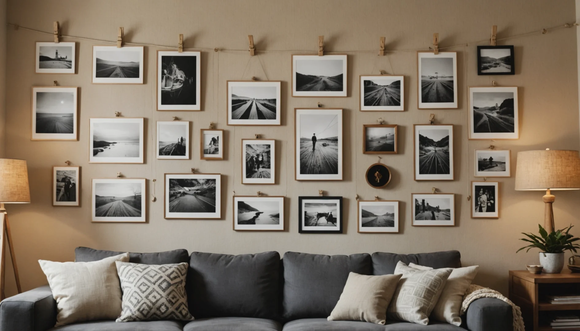 accrocher des photos sur une corde