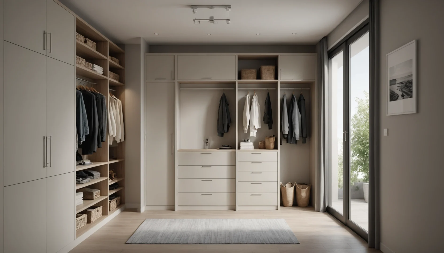 vestiaire dans le couloir avec banc